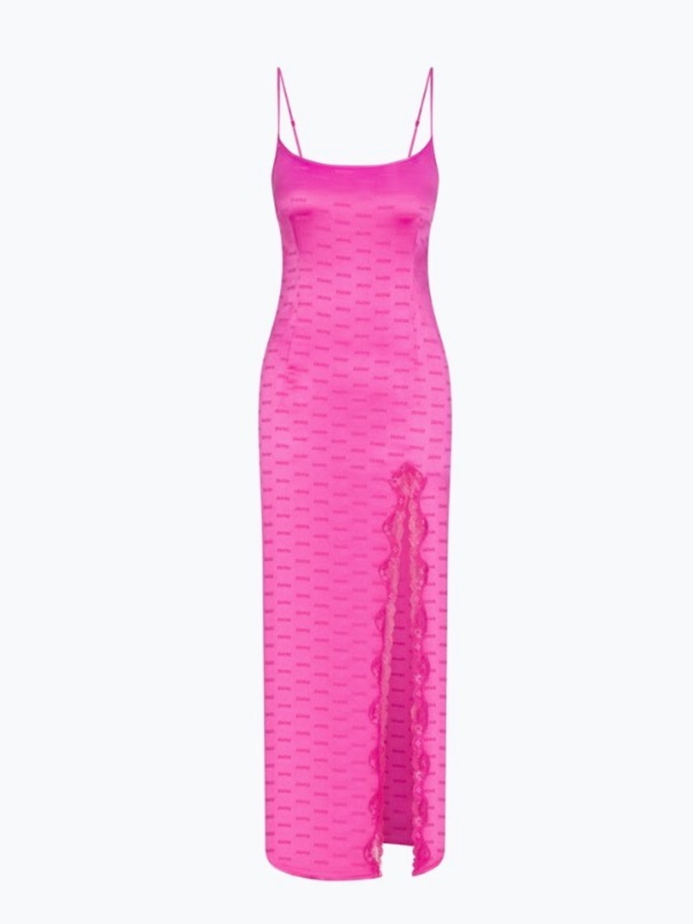 NEW! Skims Woven Jacquard Hot Pink Lace-Trim Slip Dress Size XXS